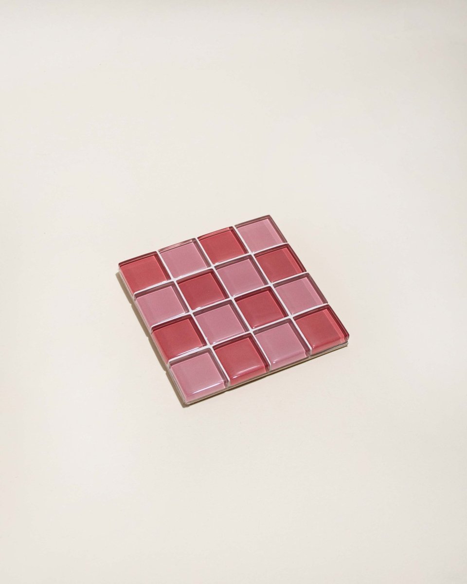 Subtle Art Studios Handcrafted Glass Tile Coaster - Cotton Candy Pink 3.5"