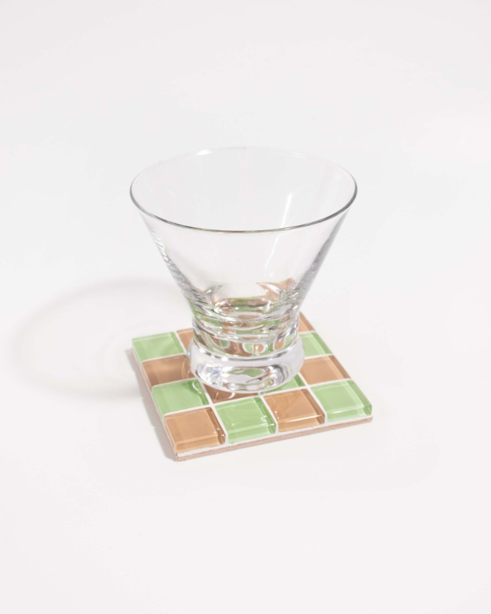 Subtle Art Studios Handcrafted Glass Tile Coaster - Earthy Green | Heat Resistant