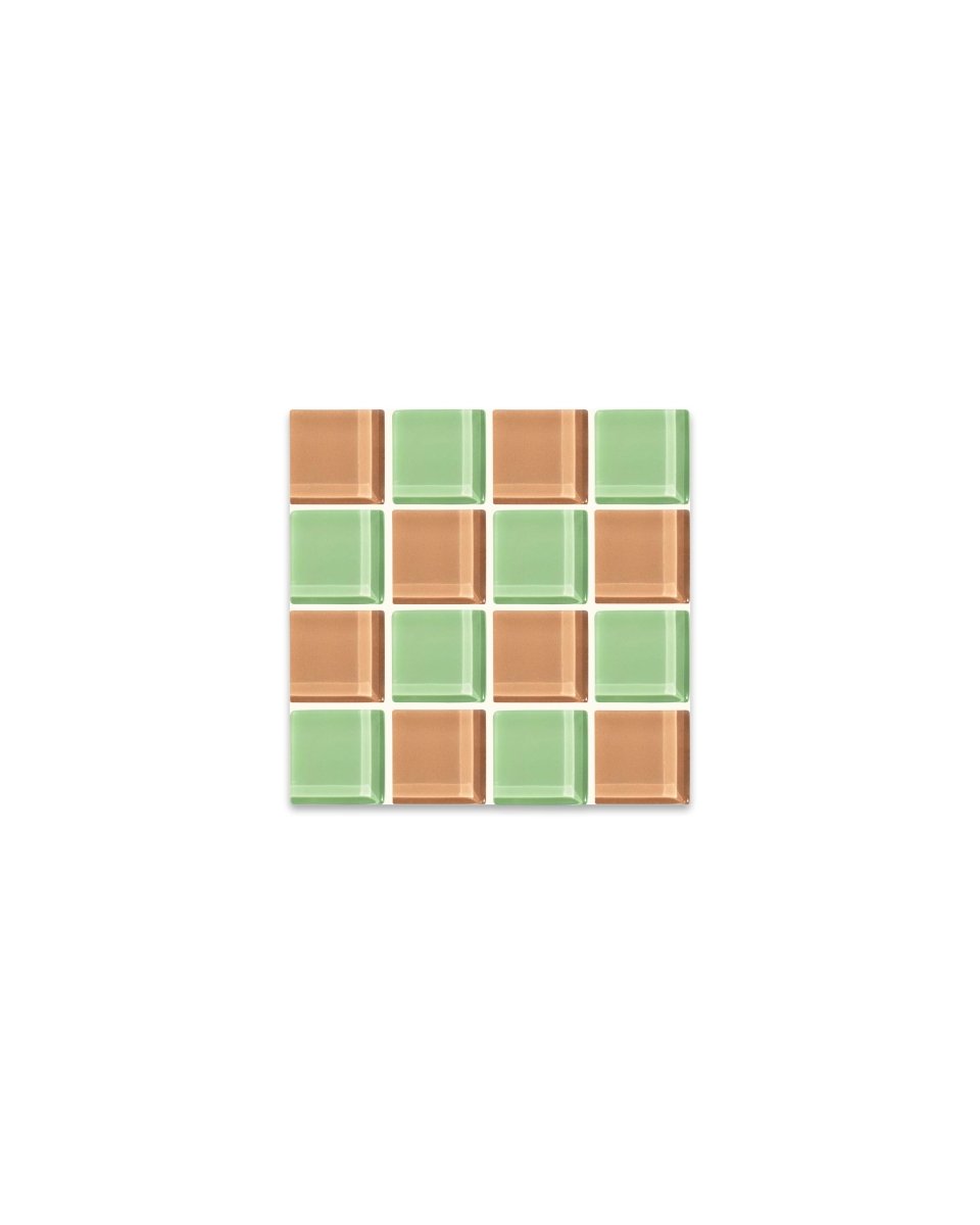 Subtle Art Studios Handcrafted Glass Tile Coaster - Earthy Green | Heat Resistant