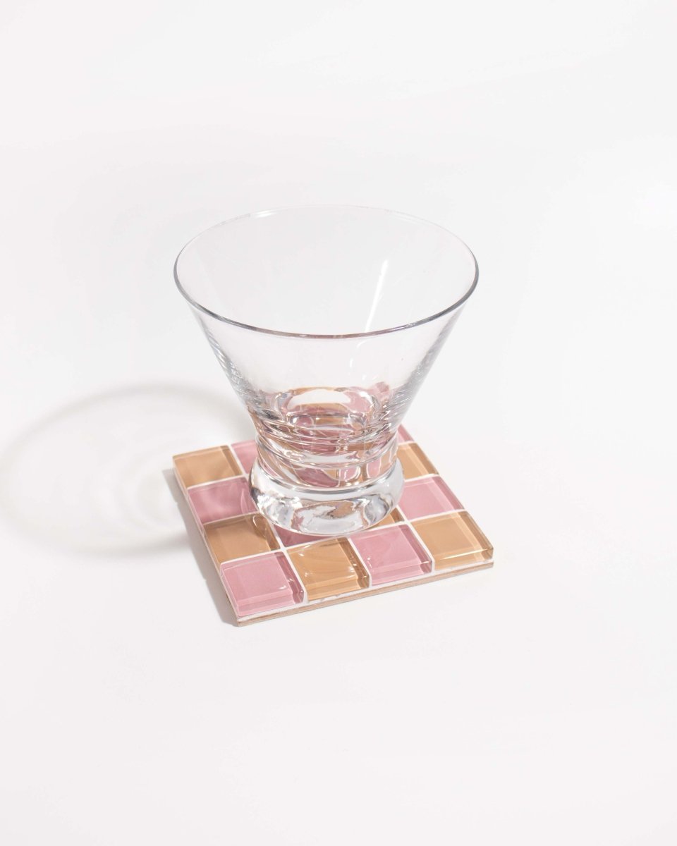 Subtle Art Studios Handcrafted Glass Tile Coaster - Earthy Pink | Heat Resistant