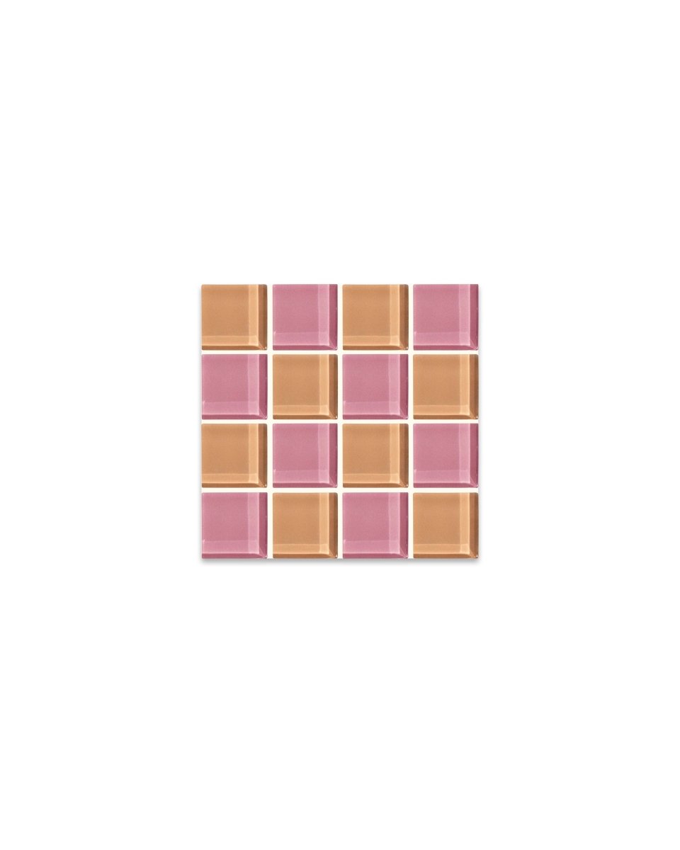 Subtle Art Studios Handcrafted Glass Tile Coaster - Earthy Pink | Heat Resistant