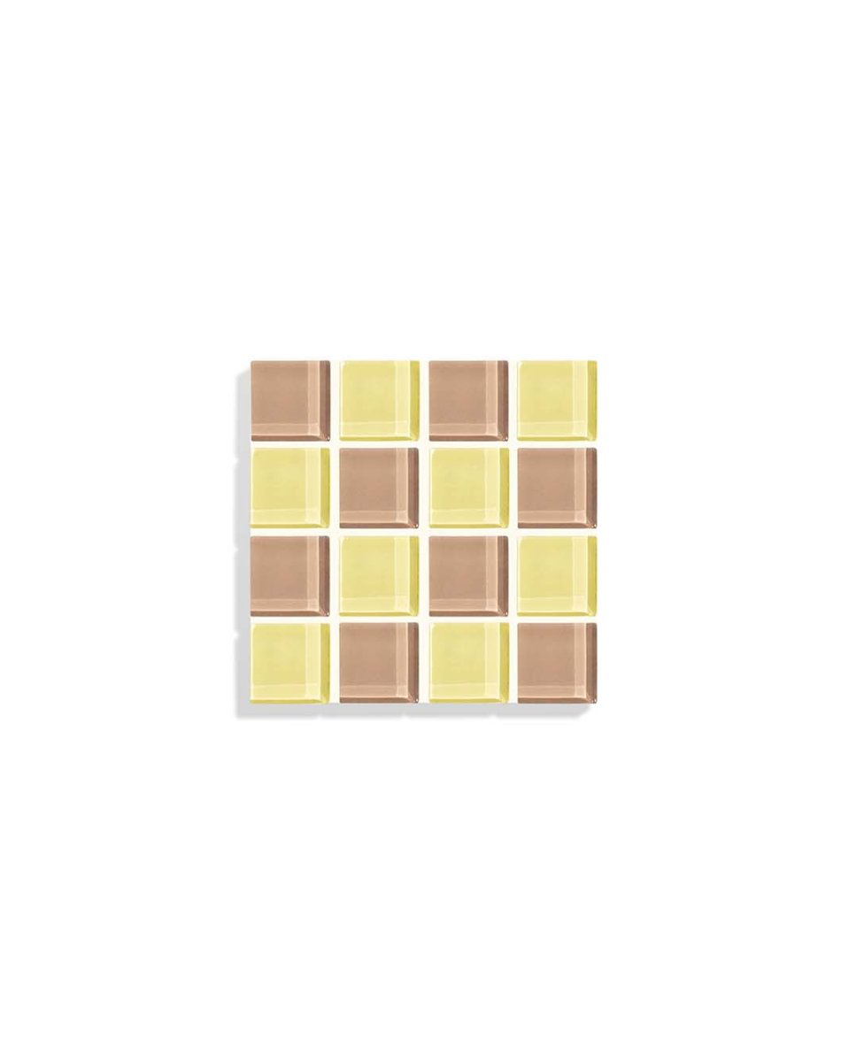 Subtle Art Studios Handcrafted Glass Tile Coaster - Earthy Yellow, Heat Resistant