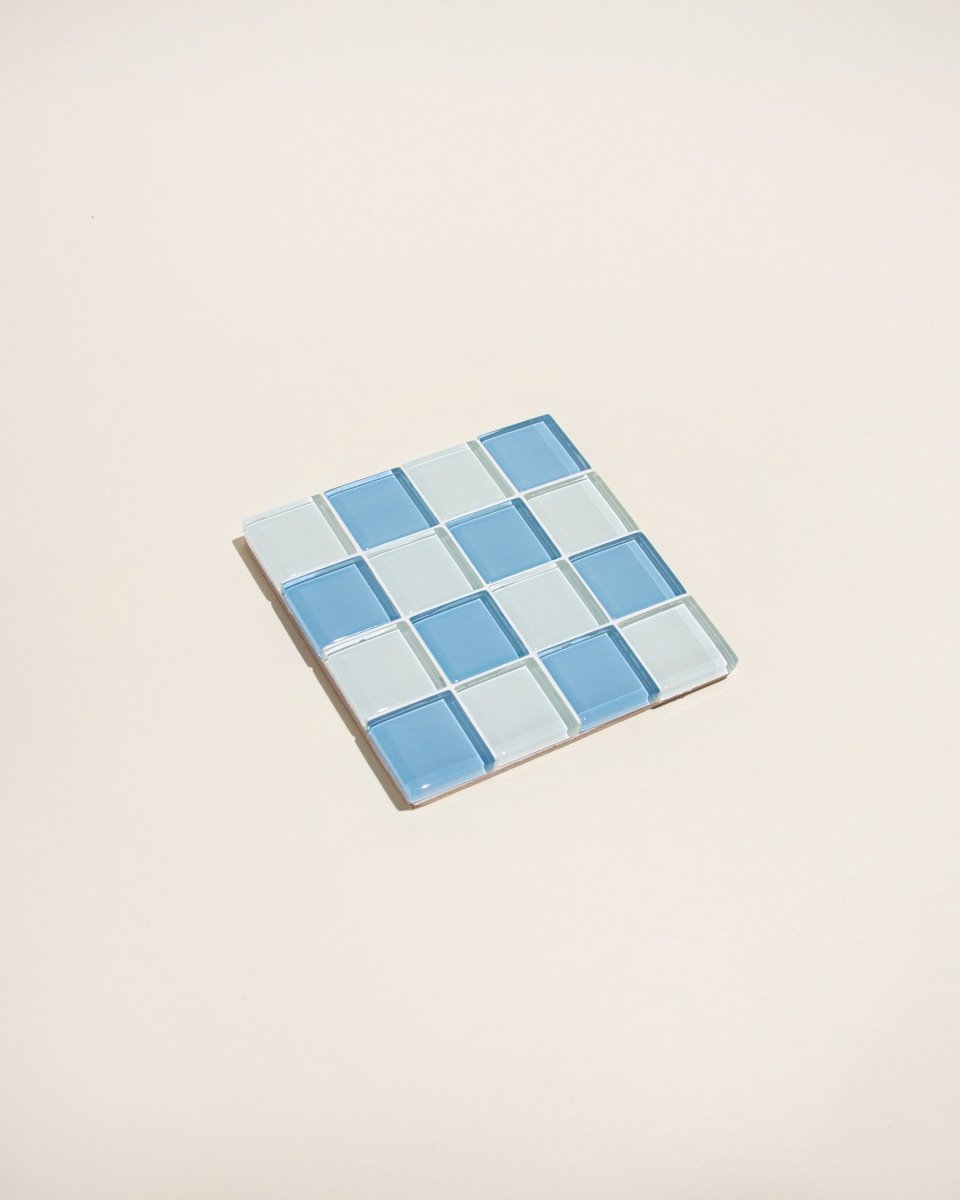 Subtle Art Studios Handcrafted Glass Tile Coaster - Elderberries Milk Chocolate 3.6"