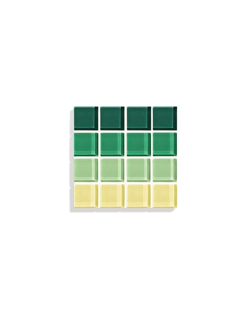 Subtle Art Studios Handcrafted Glass Tile Coaster - Forest Green Ombre - 3.5"