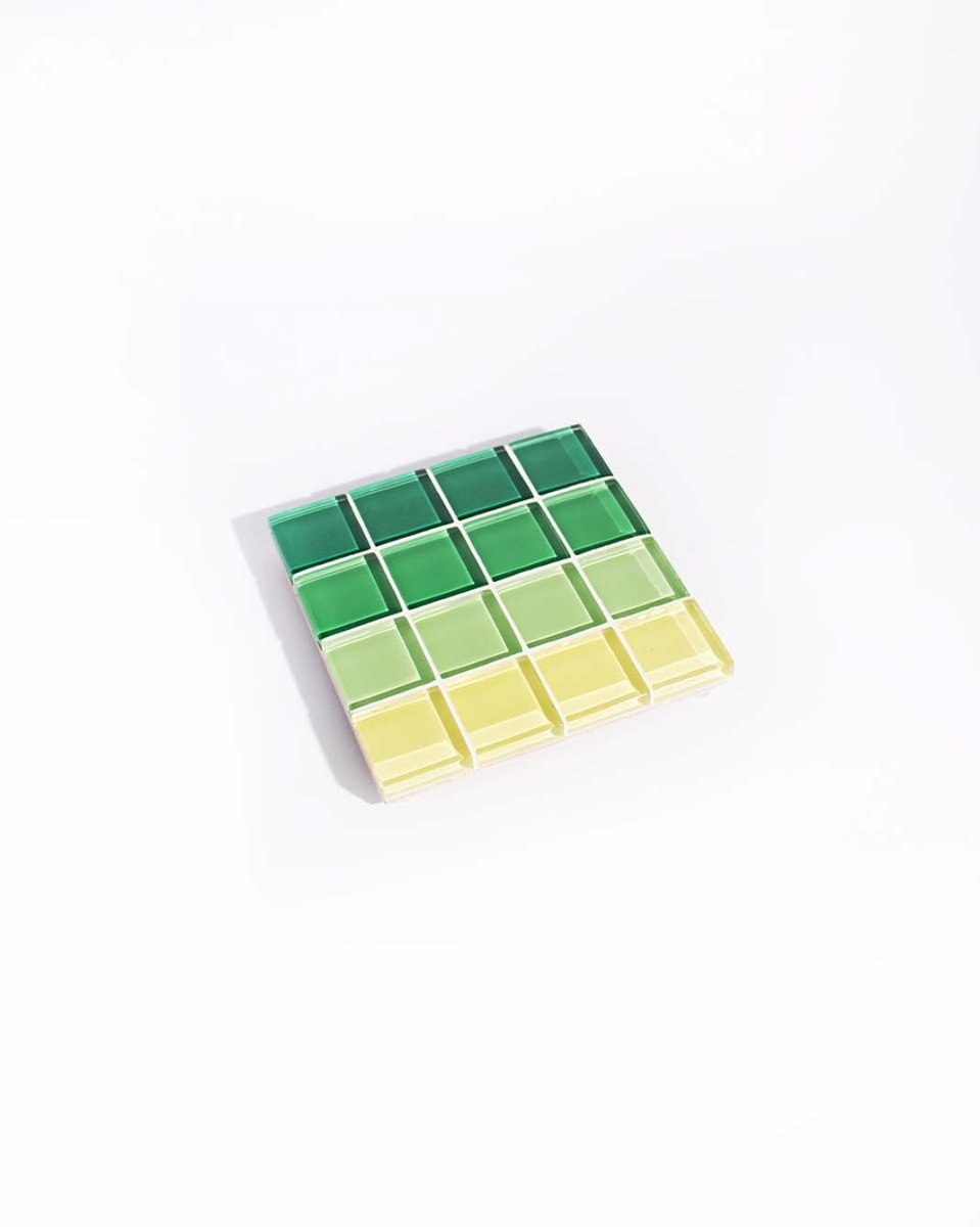 Subtle Art Studios Handcrafted Glass Tile Coaster - Forest Green Ombre - 3.5"