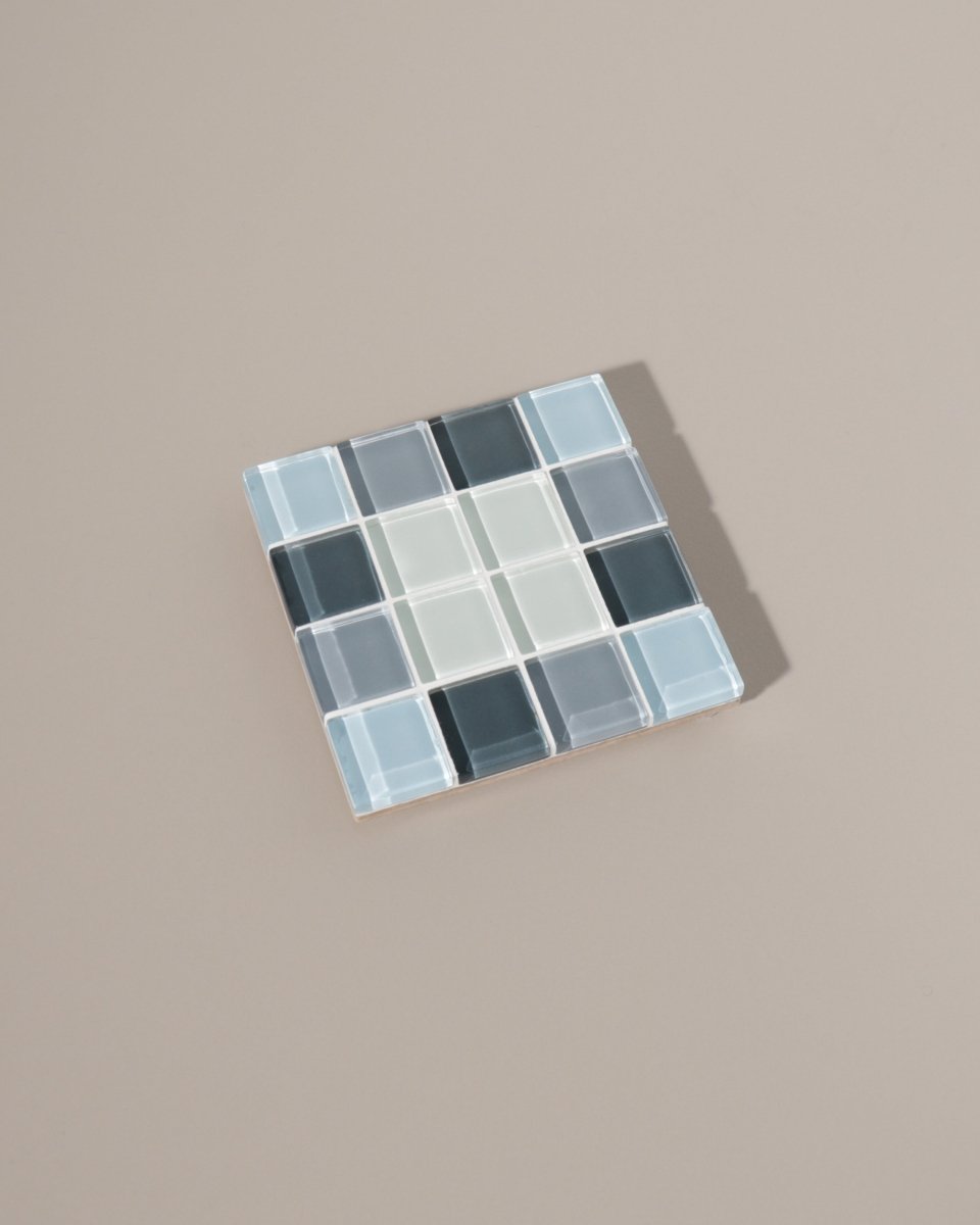 Subtle Art Studios Handcrafted Glass Tile Coaster - Gray Gradient - 3.5" Square
