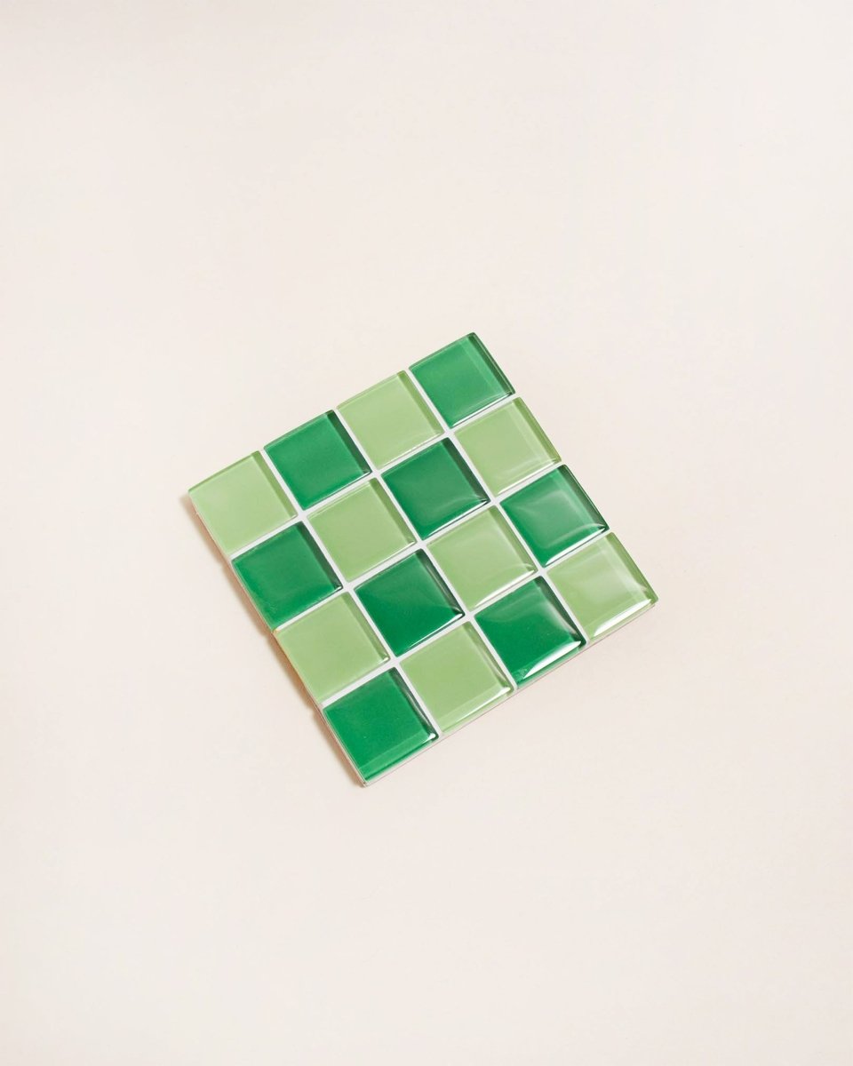 Subtle Art Studios Handcrafted Glass Tile Coaster - Green Apple | 3.5" Square