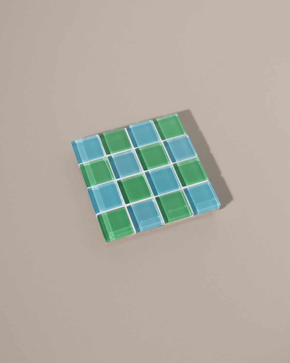 Subtle Art Studios Handcrafted Glass Tile Coaster - Greenery Design | Heat Resistant