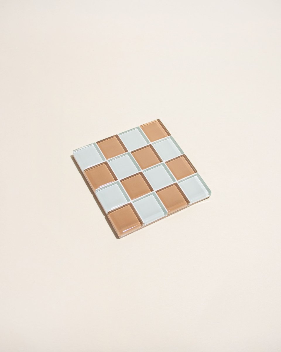 Subtle Art Studios Handcrafted Glass Tile Coaster - Hazelnut Brown, 3.6" Square