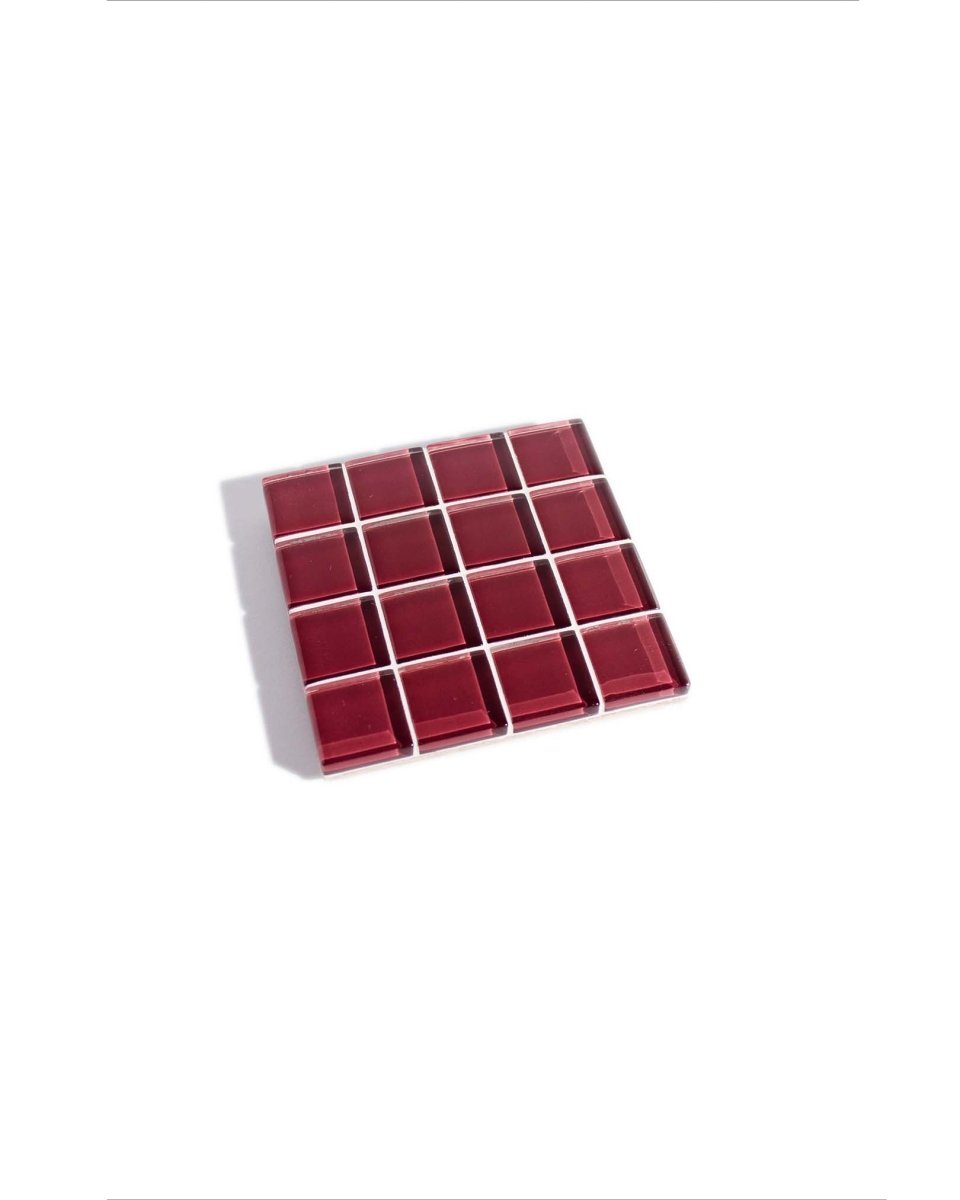 Subtle Art Studios Handcrafted Glass Tile Coaster - Mulberry Purple | Heat Resistant