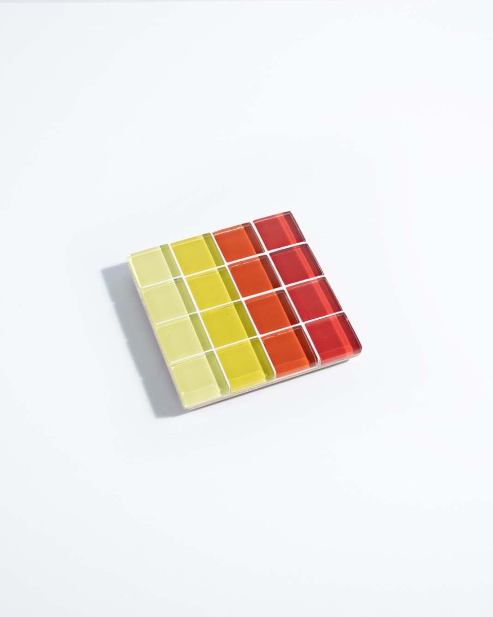 Subtle Art Studios Handcrafted Glass Tile Coaster - Ombre Sunrise - 3.5" Square