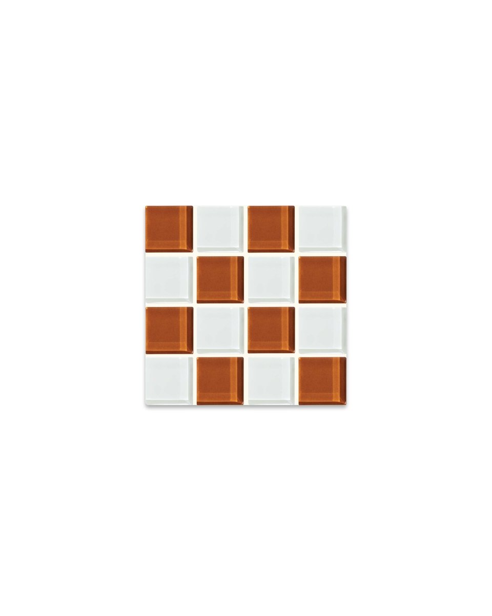 Subtle Art Studios Handcrafted Glass Tile Coaster - Orange Peel Chocolate Brown