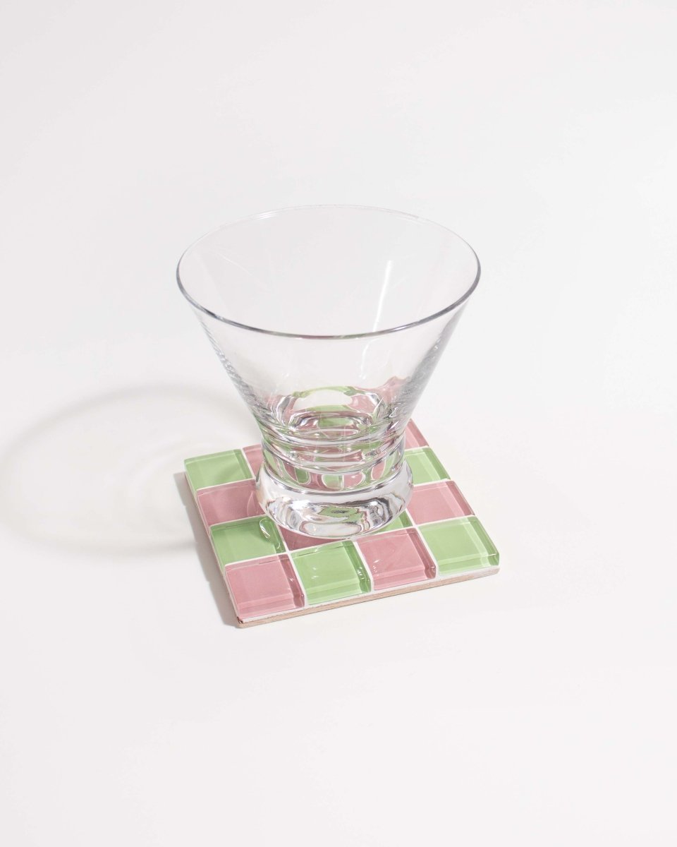 Subtle Art Studios Handcrafted Glass Tile Coaster - Pink Guava | 3.5" Square