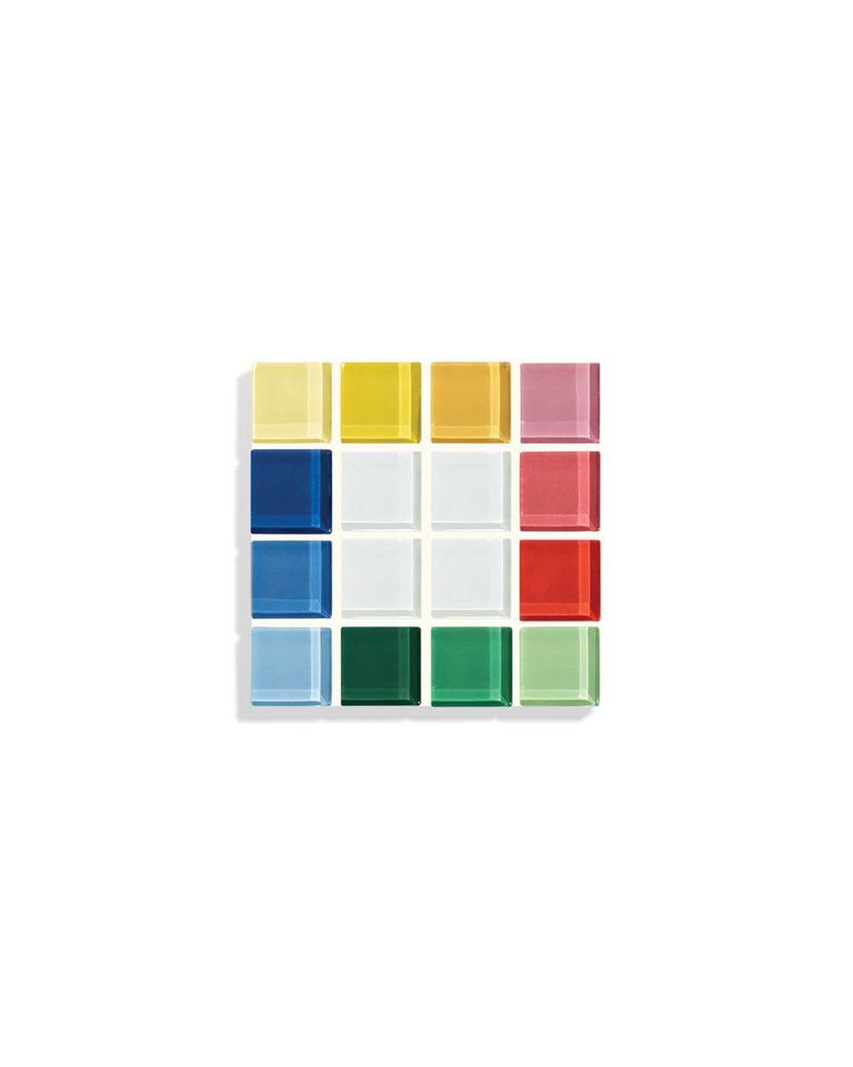 Subtle Art Studios Handcrafted Glass Tile Coaster Rainbow Window 3.6" Square Set