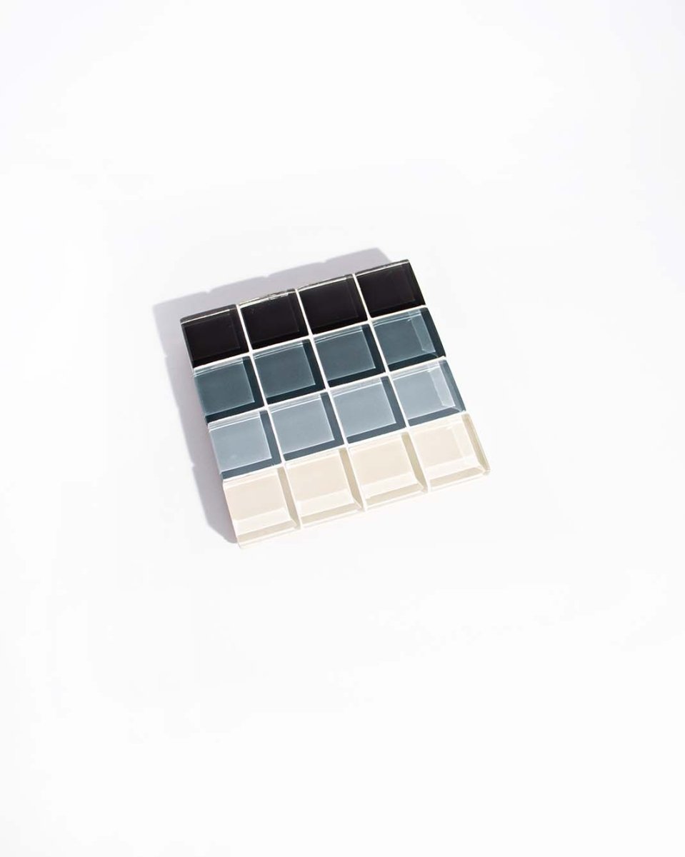 Subtle Art Studios Handcrafted Glass Tile Coaster Set - Ombre Midnight City 3.5"