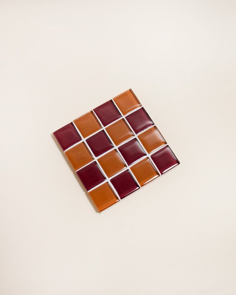 Subtle Art Studios Handcrafted Glass Tile Coaster - Vintage Design | 3.5" Square