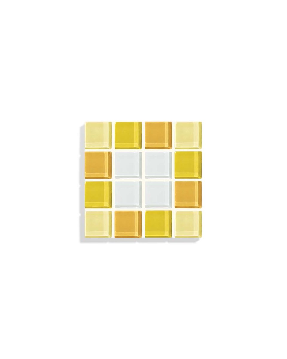 Subtle Art Studios Handcrafted Glass Tile Coaster - Yellow Gradient Heat Resistant 3.5"