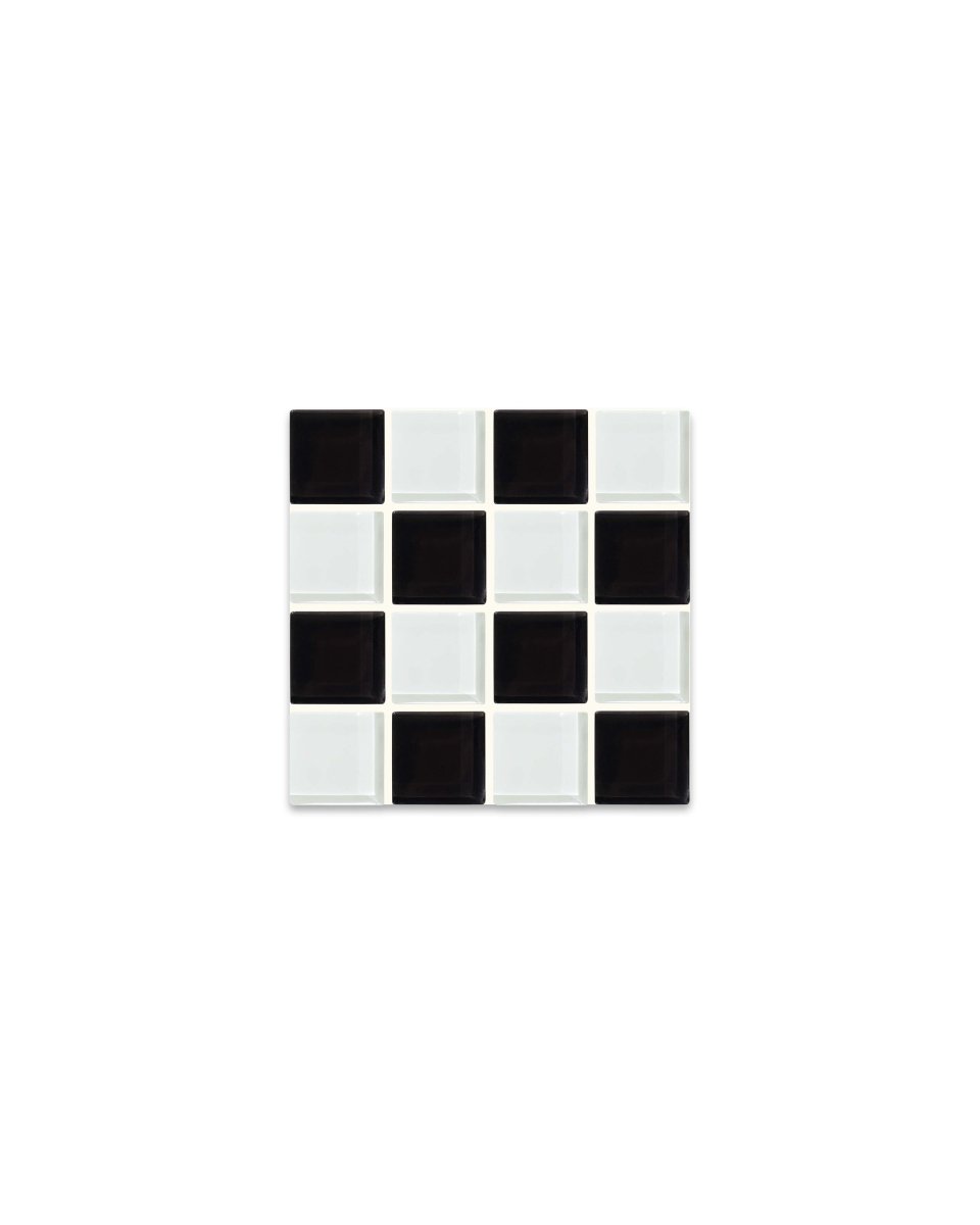 Subtle Art Studios Handcrafted Glass Tile Coasters 4x4 Inch Checkered Pattern