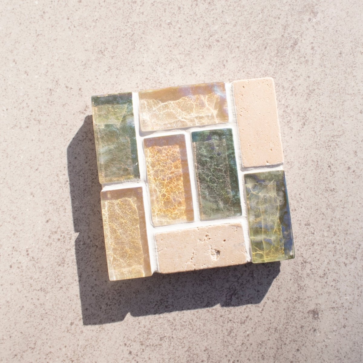 Subtle Art Studios Handcrafted Glass Tile Coasters - Heat Resistant Square 3.6"