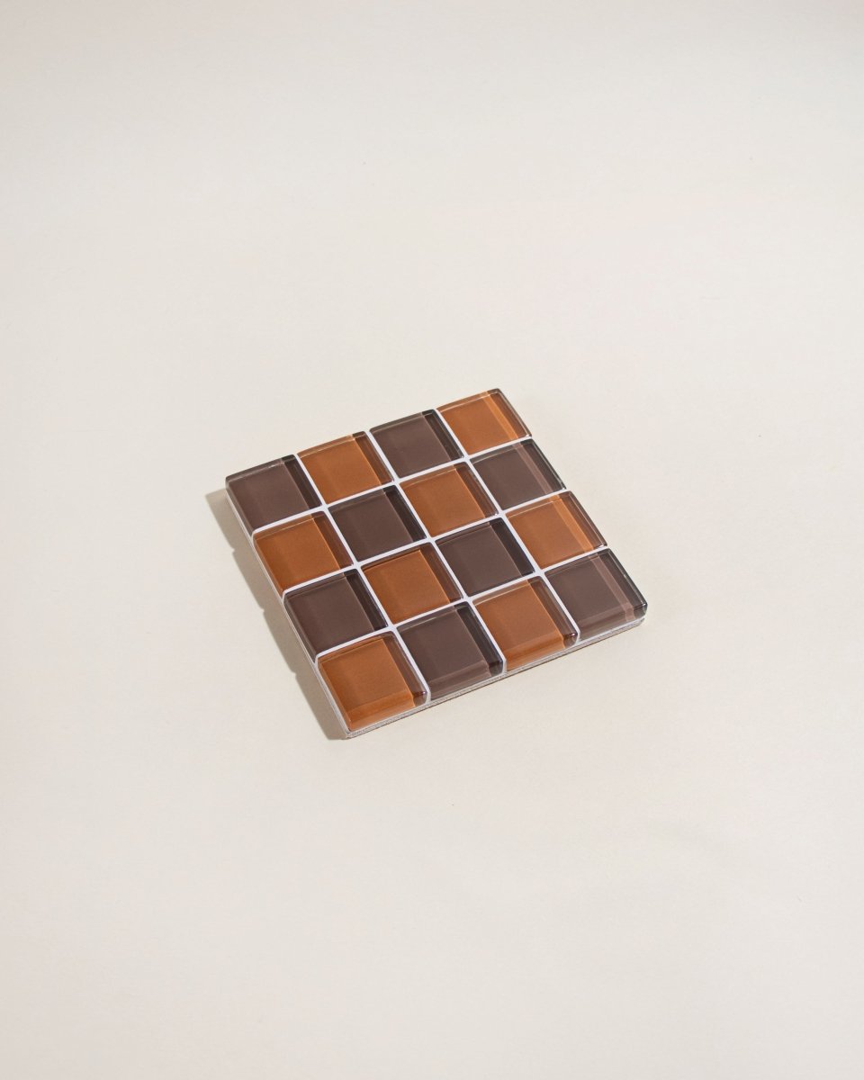 Subtle Art Studios Handcrafted Glass Tile Coasters - Salted Caramel Dark Chocolate