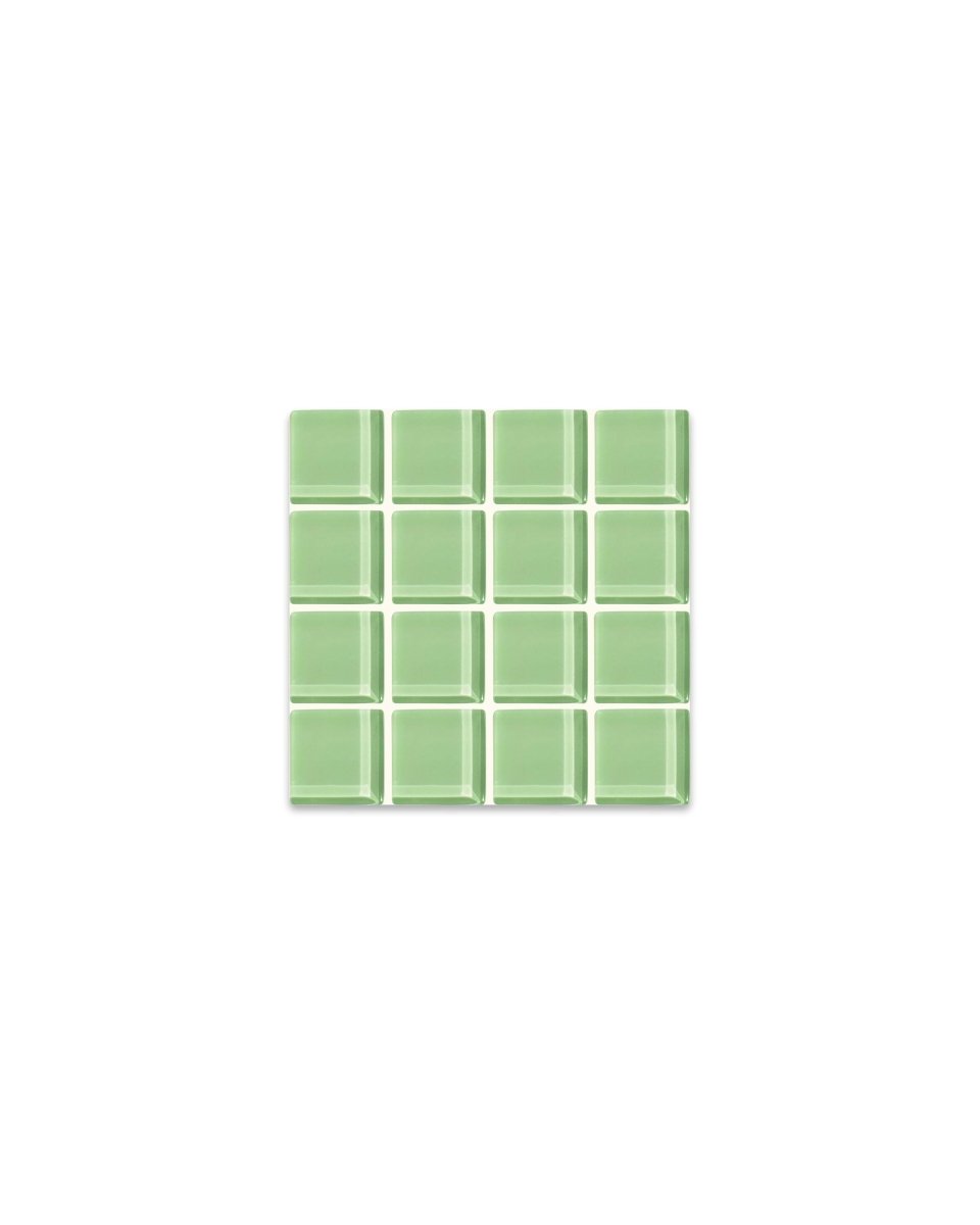 Subtle Art Studios Lime Green Glass Tile Coaster - Handcrafted Citrus Design | 3.6"