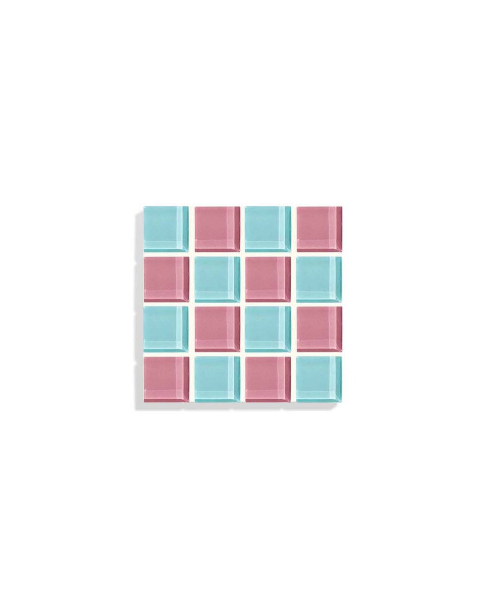 Subtle Art Studios Pink Glass Tile Coasters - Handcrafted 3.5" Square Heat Resistant