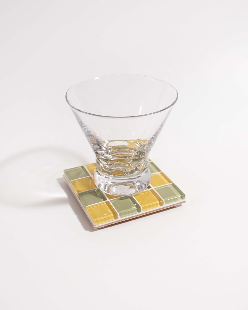 Subtle Art Studios Sunflower Glass Tile Coasters - Handcrafted Heat Resistant Square