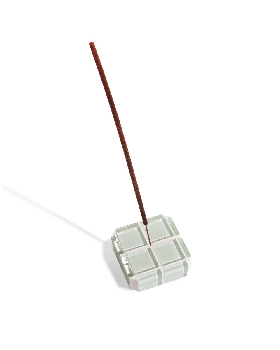 Subtle Art Studios White Glass Tile Incense Holder - Handcrafted 2x2 inch Cube