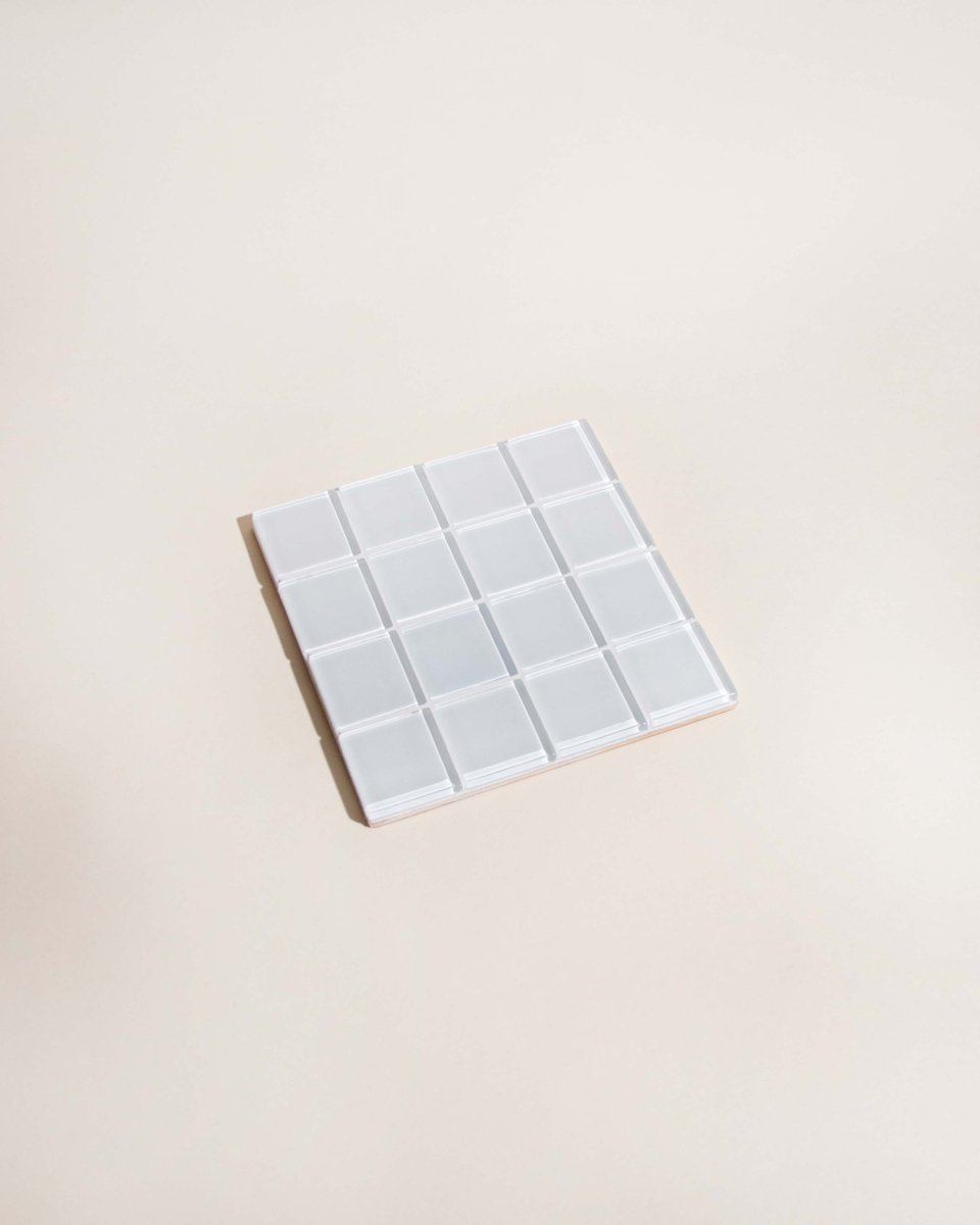 Subtle Art Studios White Gloss Glass Tile Coasters - 4x4 Inch Handcrafted Set