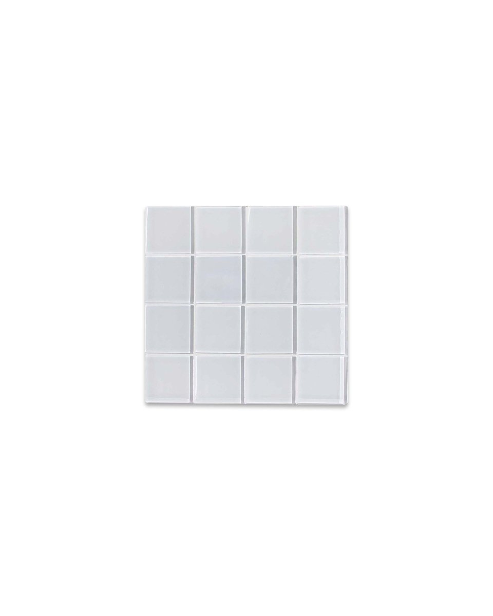 Subtle Art Studios White Gloss Glass Tile Coasters - 4x4 Inch Handcrafted Set