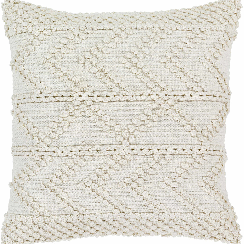 Sumiton White Textured Crochet Cotton Throw Pillow