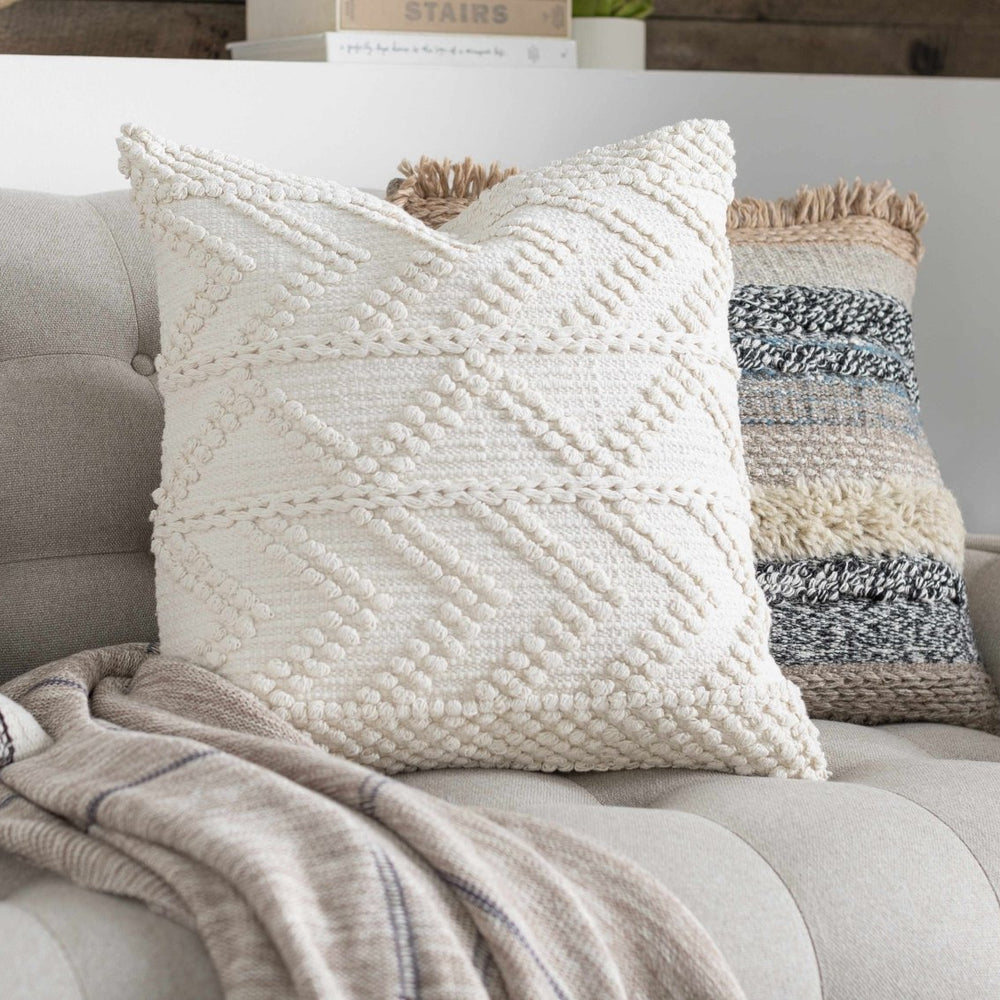 Boutique Rugs Sumiton White Textured Crochet Cotton Throw Pillow - lily & onyx