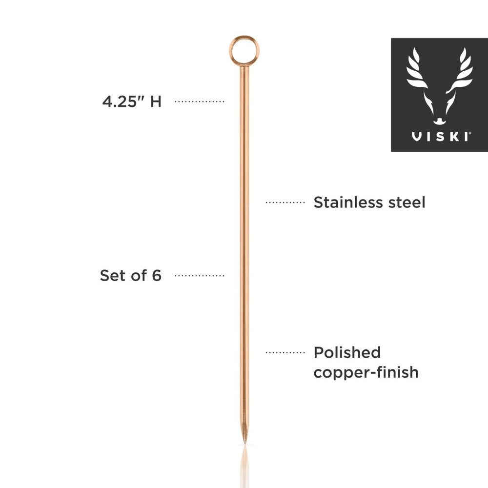 
                      
                        Viski Summit Stainless Steel Cocktail Picks in Copper, Set of 6
                      
                    