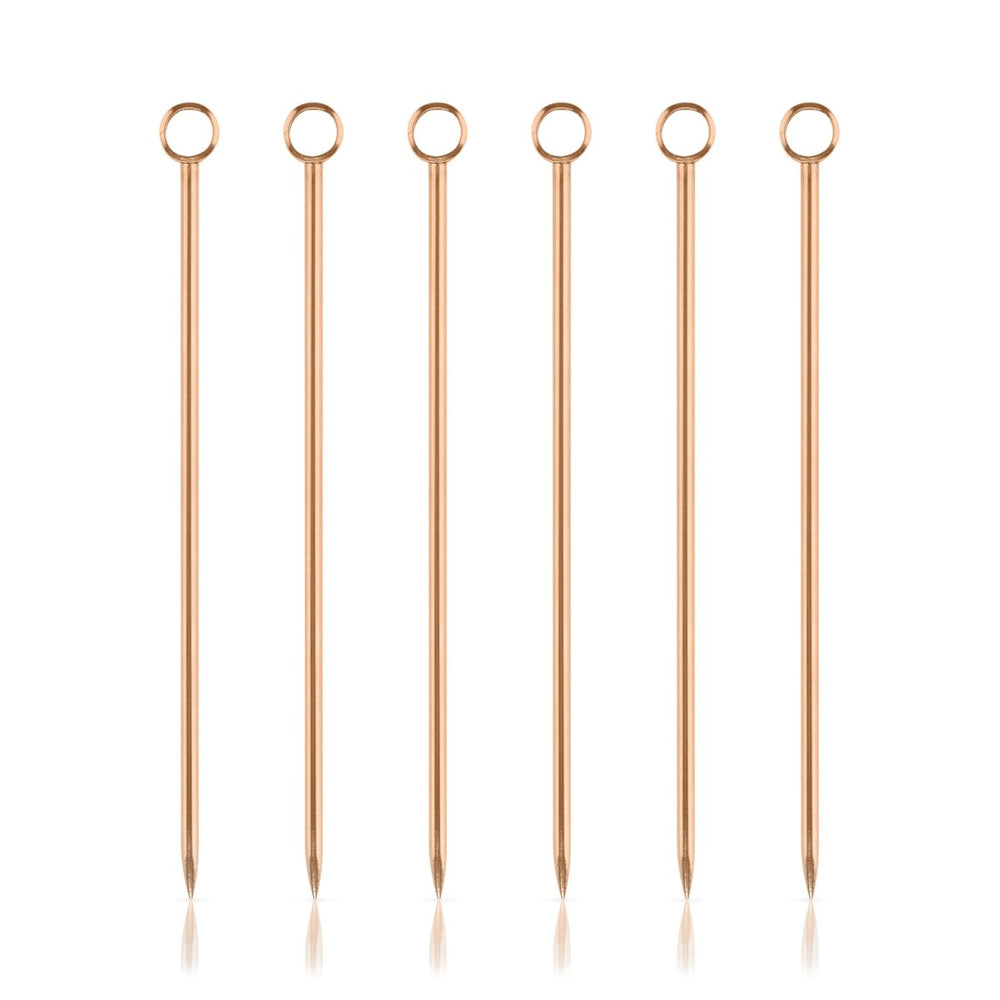 Viski Summit Stainless Steel Cocktail Picks in Copper, Set of 6