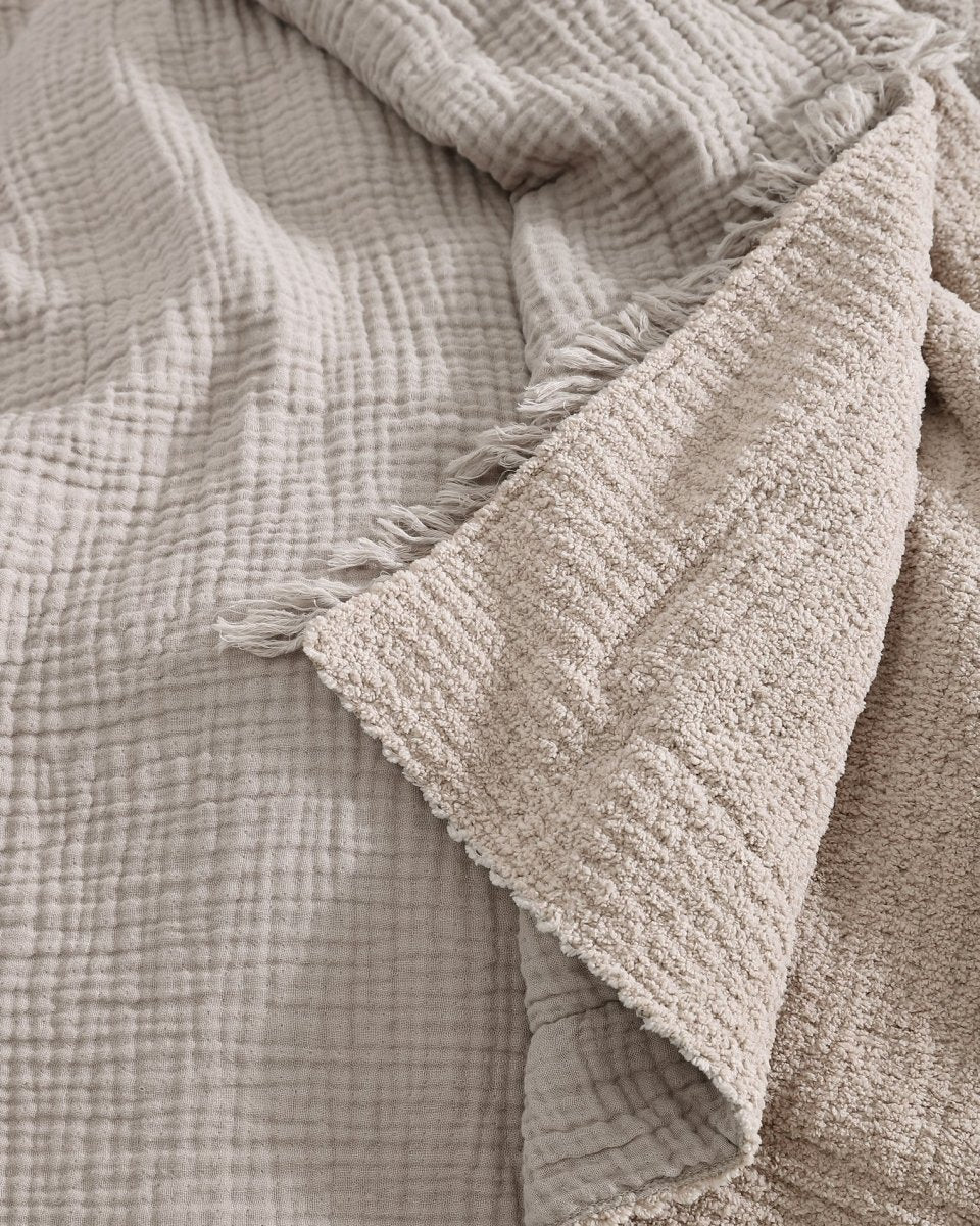 Sunday Citizen Reversible Muslin Cotton Throw Blanket - Oversized Lightweight