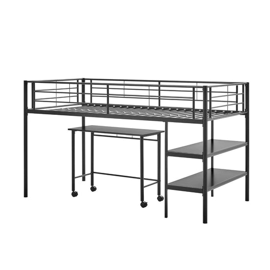 Walker Edison Sunset Twin Low Loft Bed with Desk - lily & onyx