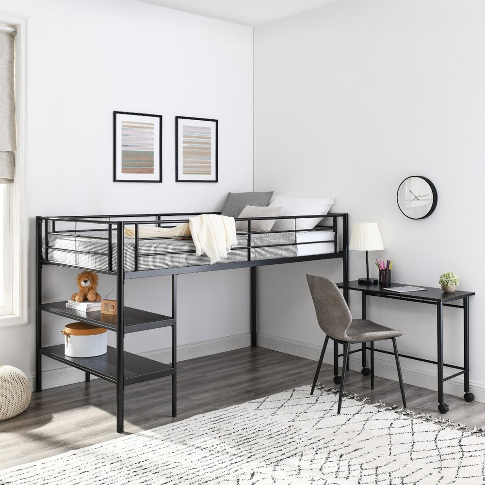 Walker Edison Sunset Twin Low Loft Bed with Desk - lily & onyx