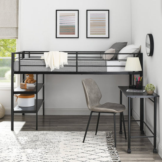 Walker Edison Sunset Twin Low Loft Bed with Desk - lily & onyx