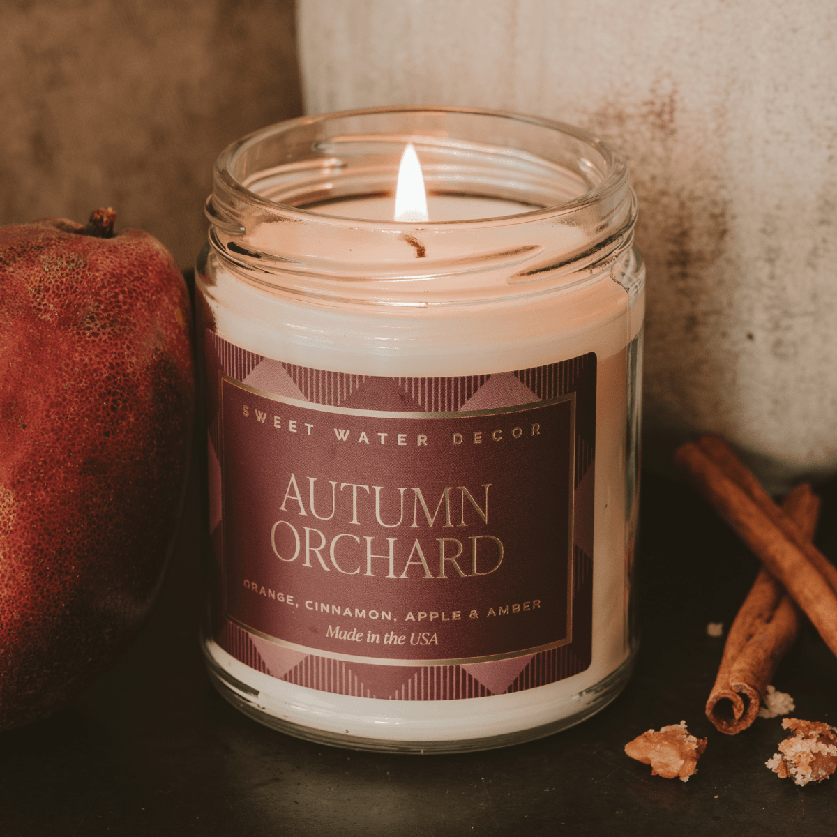 Sweet Water Decor Autumn Orchard Soy Candle - Mulled Cider Apple Cinnamon 9oz Jar