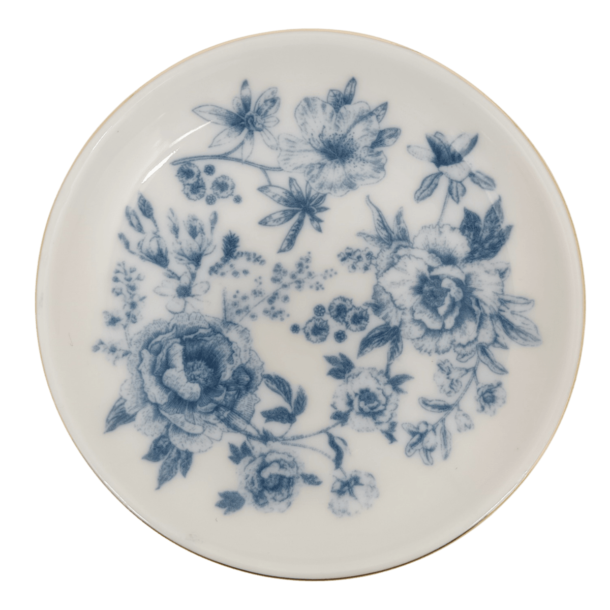 Sweet Water Decor Blue Delft Gold Heart Jewelry Dish
