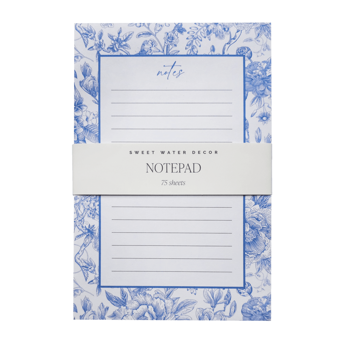 Sweet Water Decor Blue Delft Notepad – Lined Writing Pad for Desk & Home Office