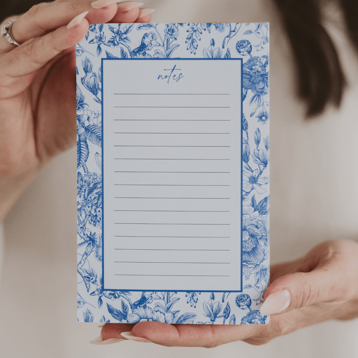 Sweet Water Decor Blue Delft Notepad – Lined Writing Pad for Desk & Home Office