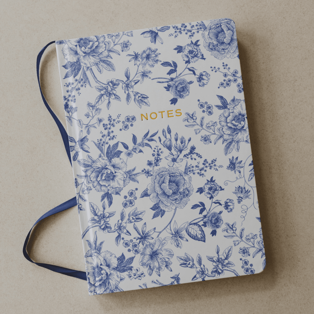 Sweet Water Decor Blue Delft Notes Journal – Hardcover Lined Journal with Gold Foil