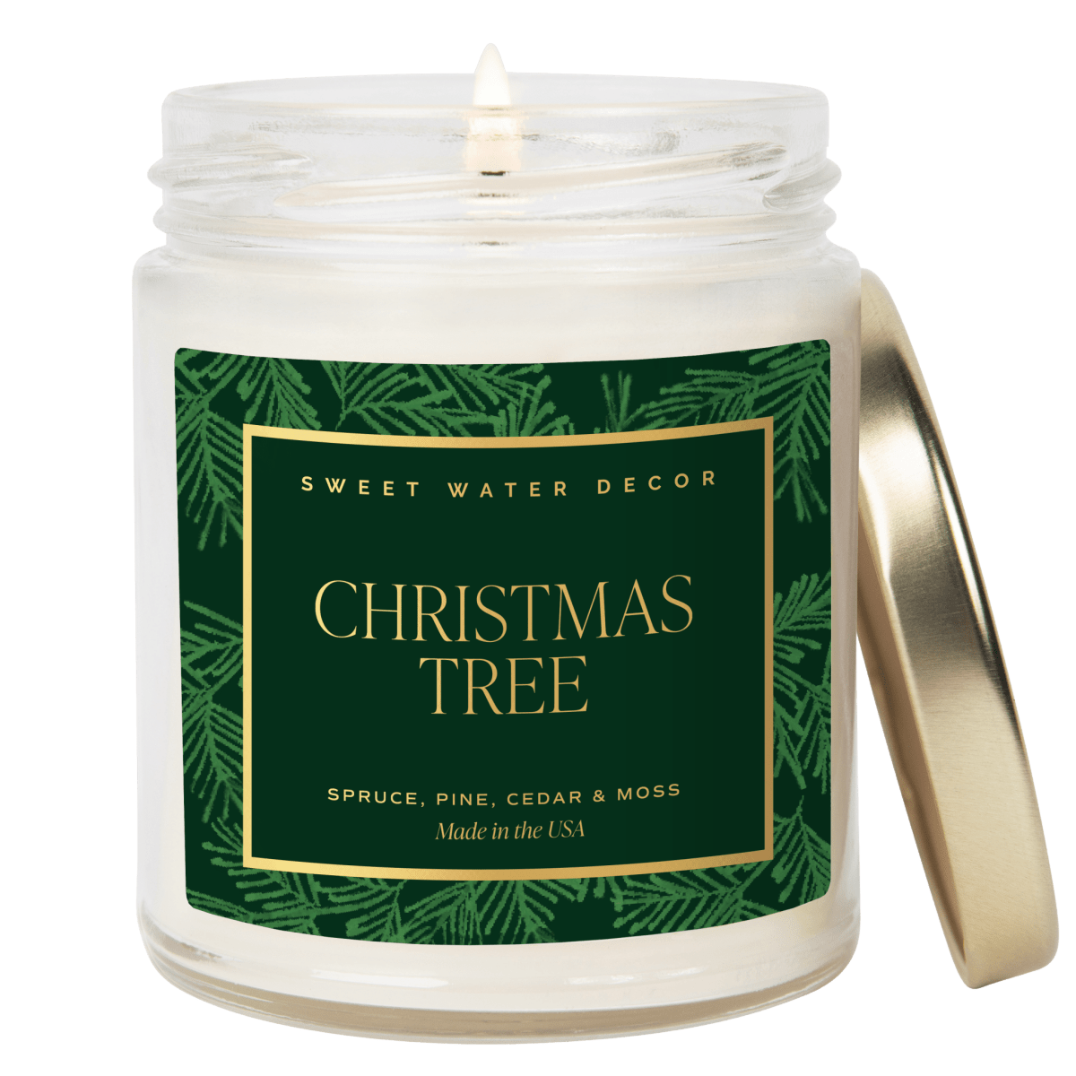 Sweet Water Decor Christmas Tree Soy Candle - Patterned Clear Jar - 9 oz