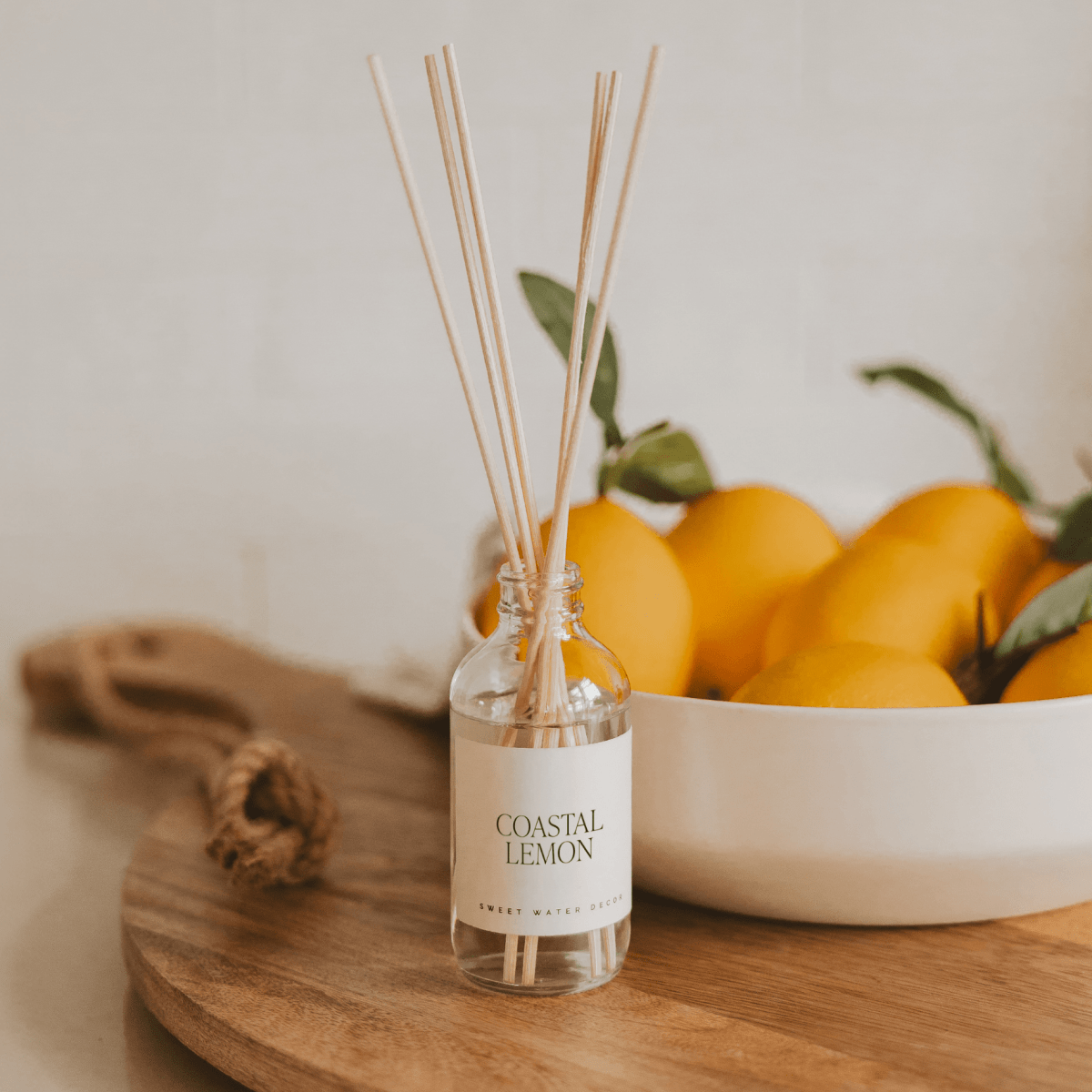 Sweet Water Decor Coastal Lemon Clear Reed Diffuser 3.5oz — Sea Salt Citrus