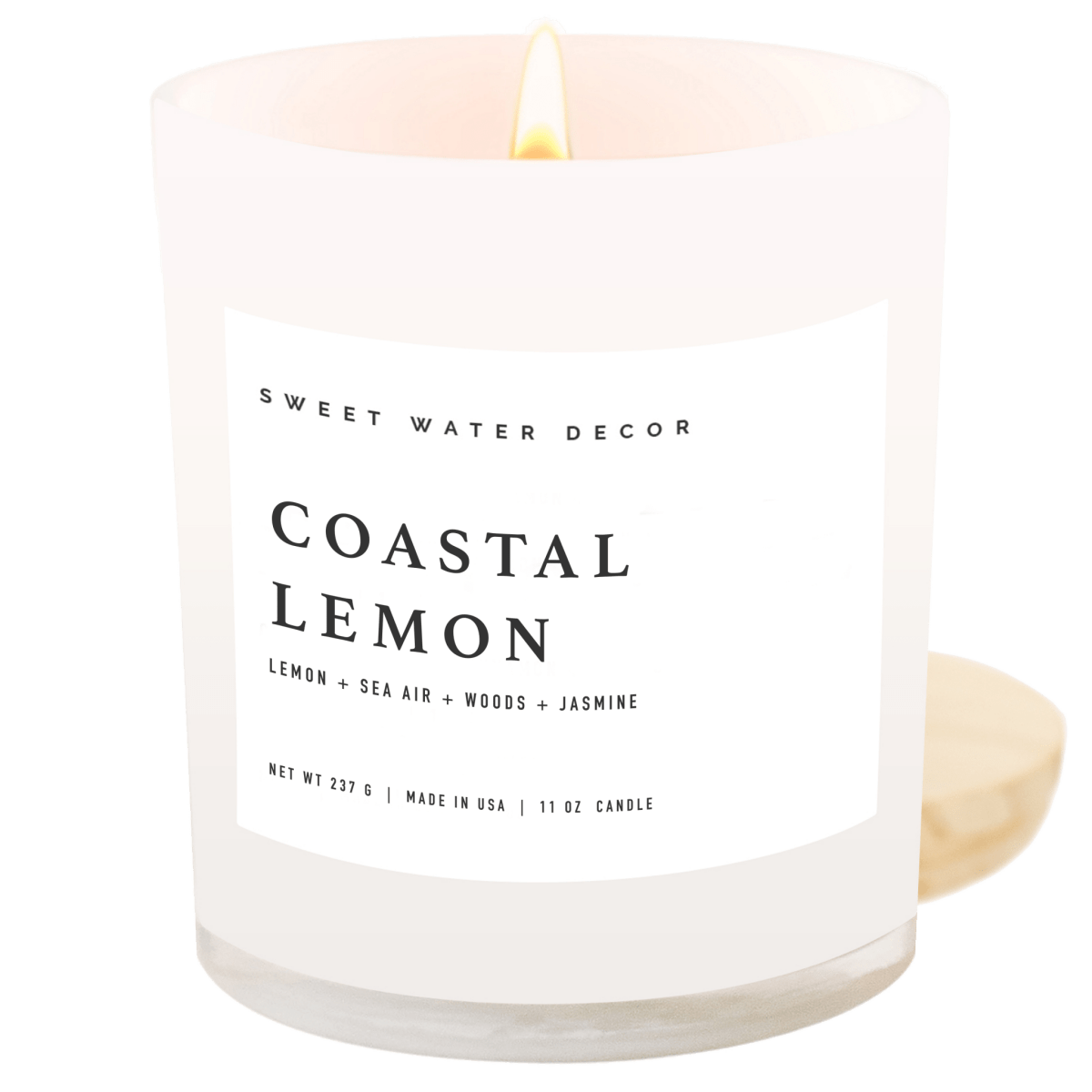Sweet Water Decor Coastal Lemon Soy Candle - 11 oz White Jar - Lemon & Sea Salt