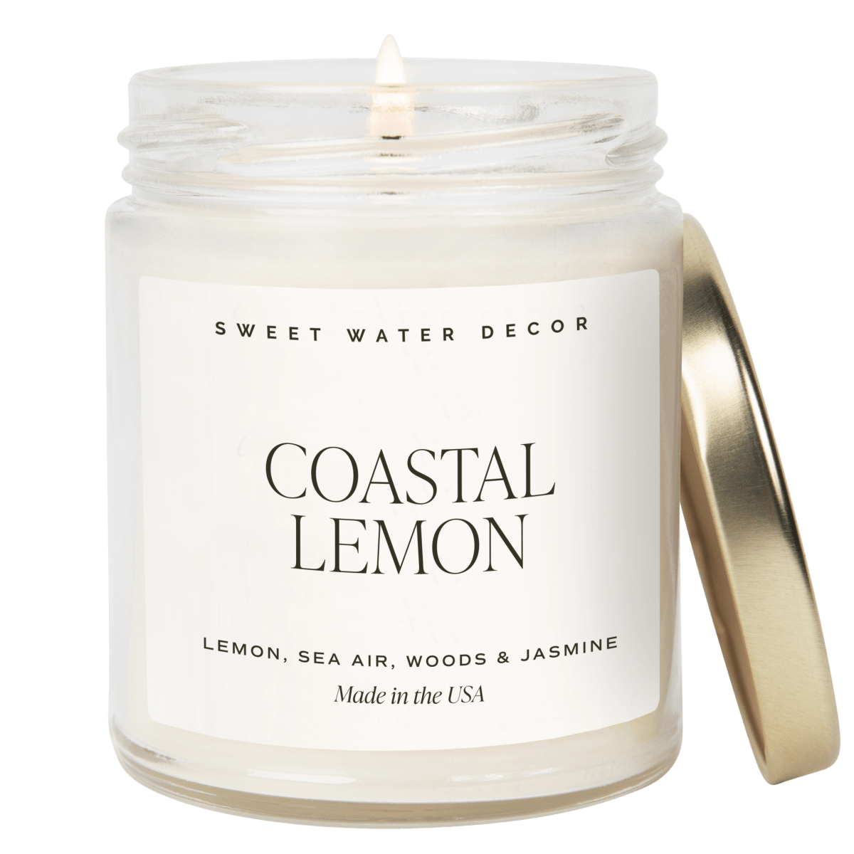 Sweet Water Decor Coastal Lemon Soy Candle - 9 oz Clear Jar - Lemon & Sea Salt