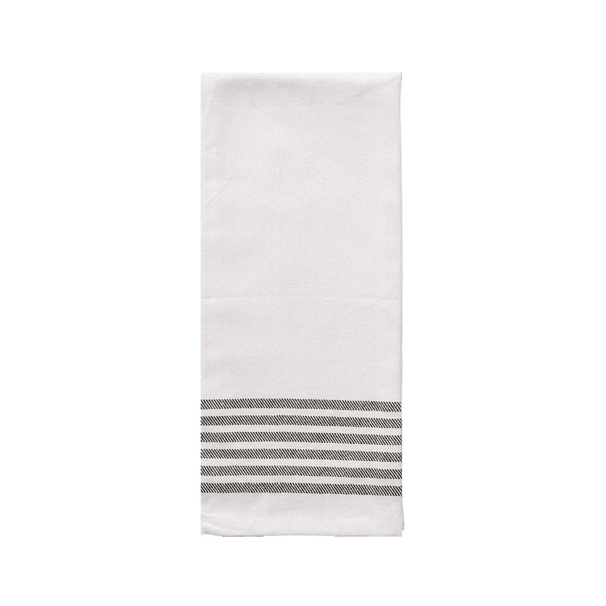 Sweet Water Decor Cotton Tea Towel - Black & Cream Striped Kitchen Towel 32x18"