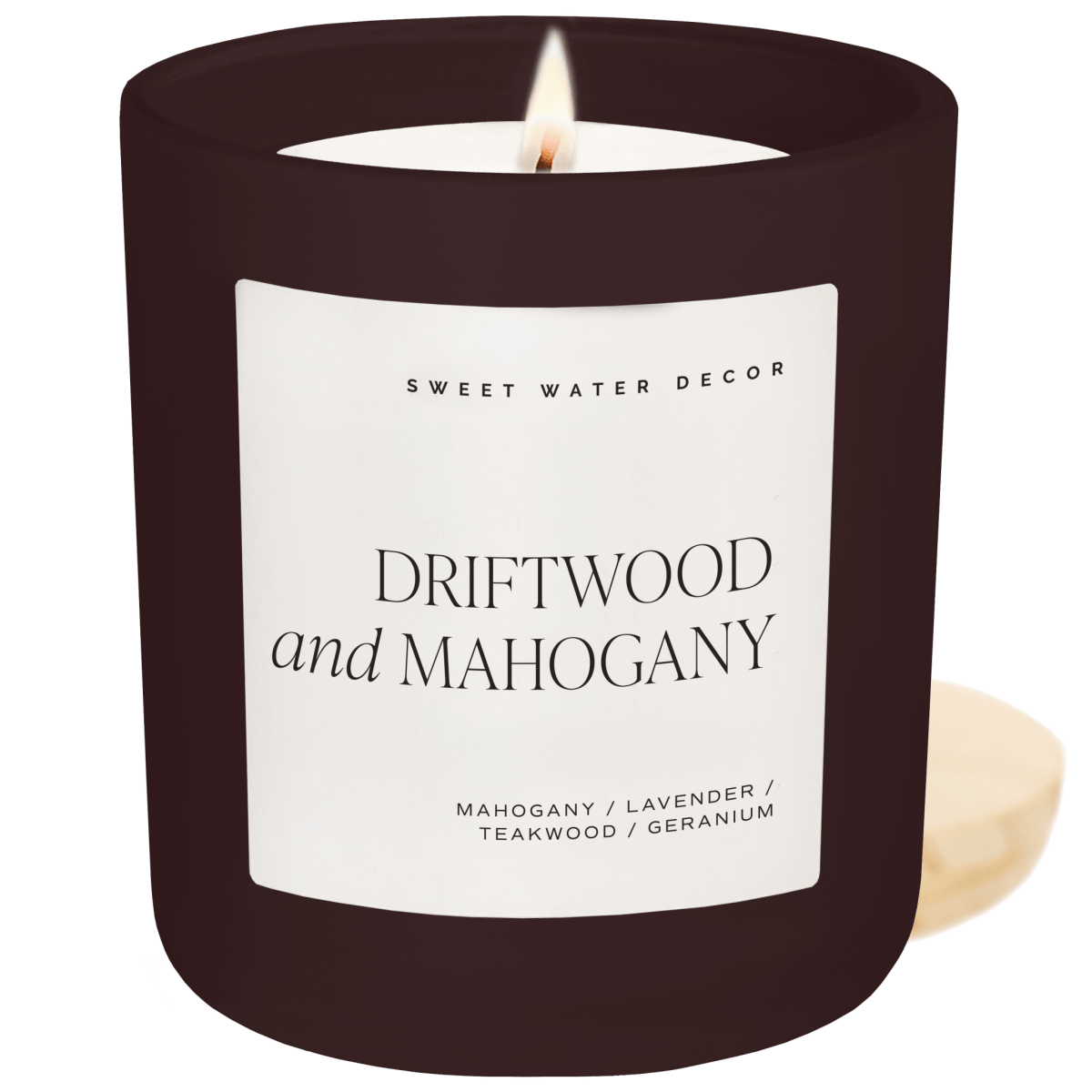 Sweet Water Decor Driftwood and Mahogany Soy Candle - 15 oz Brown Matte Jar