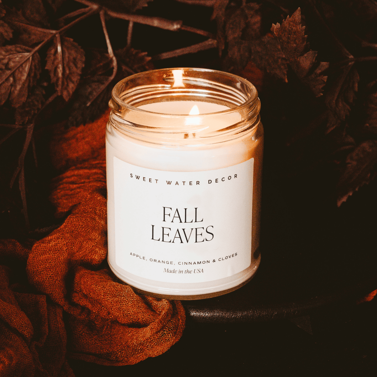 Sweet Water Decor Fall Leaves Soy Candle - Clear Jar - 9 oz